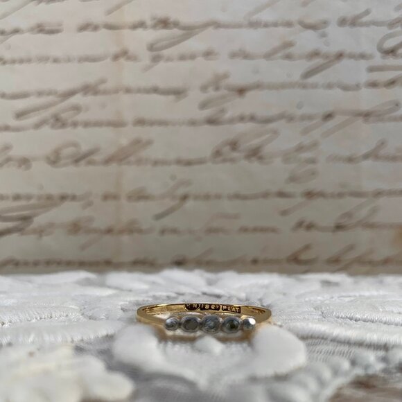 Antique Art Deco five stone 18K gold platinum diamond ring - Picture 6 of 13